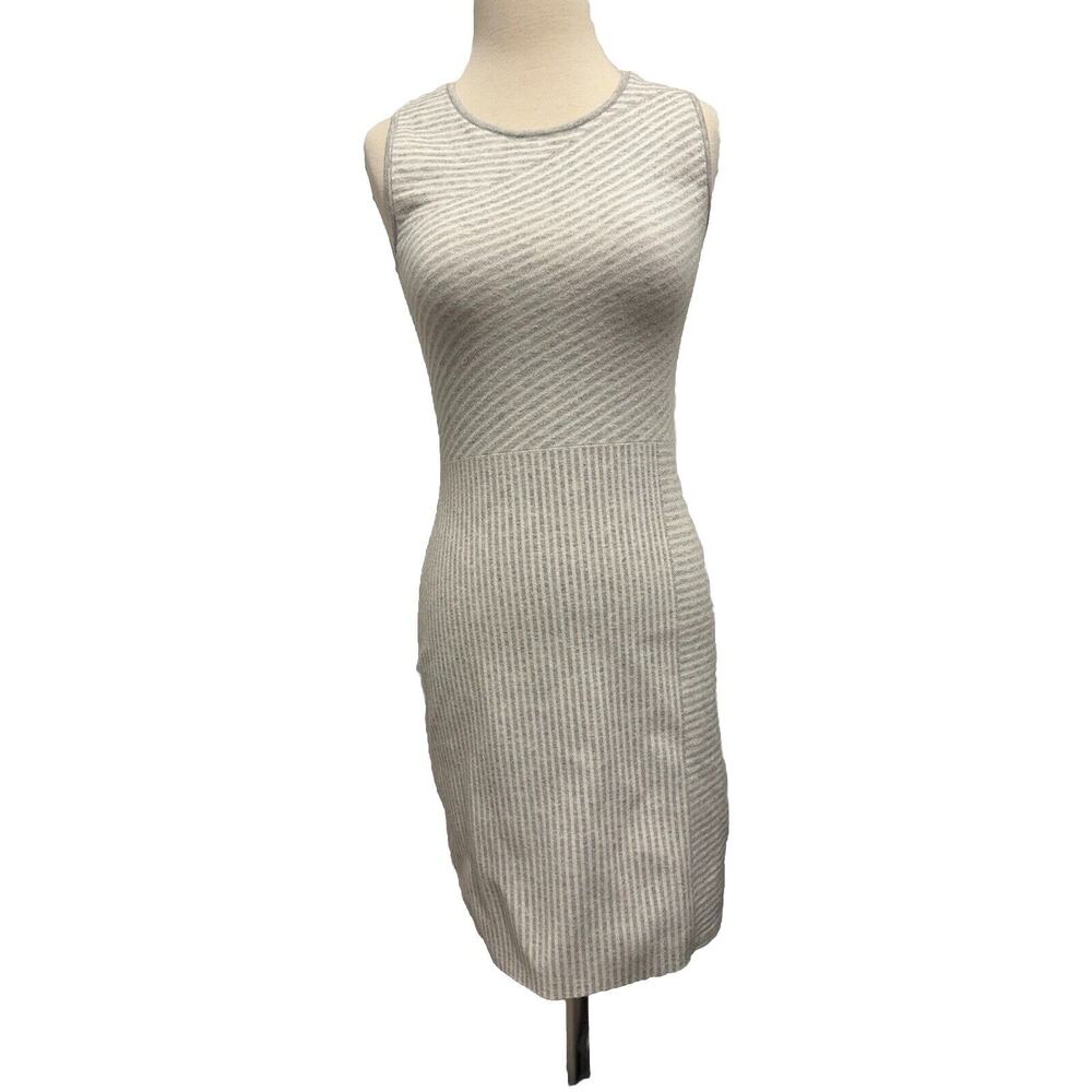 Athleta Sweater Tank Dress Size XS Gray/White Striped Sleeveless Stretch Knit